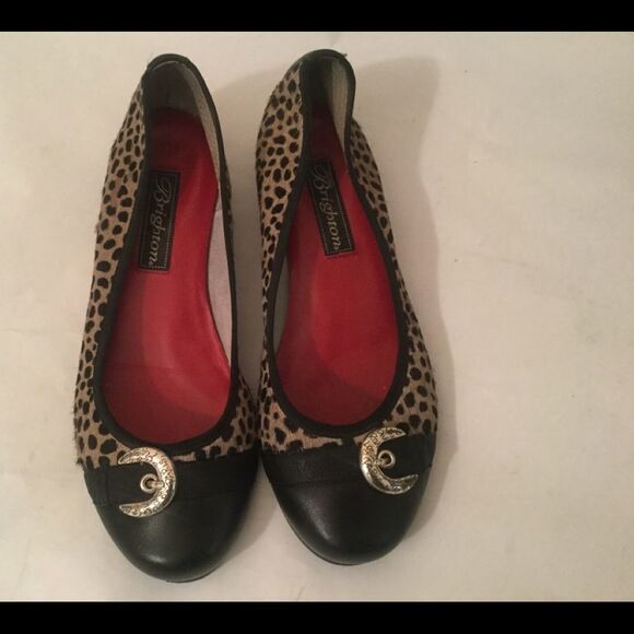 BRIGHTON "BABY" Leather Cap Toe Calf Hair Animal - Picture 1 of 9